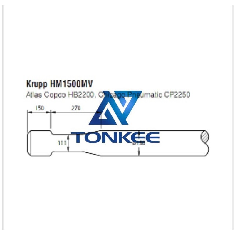 Buy Krupp HM1500MV 150mm chisel Hydraulic breaker pipe driver | Partsdic®